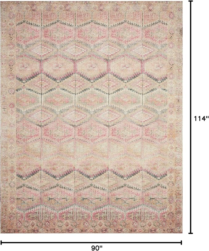 Loloi Layla Collection LAY-17 Pink/Lagoon 7'-6" x 9'-6" .13" Thick Area Rug - Image 2