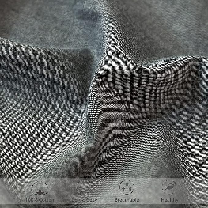 MooMee Fitted Bottom Sheet Only 100% Washed Cotton Linen Like Textured - Image 5