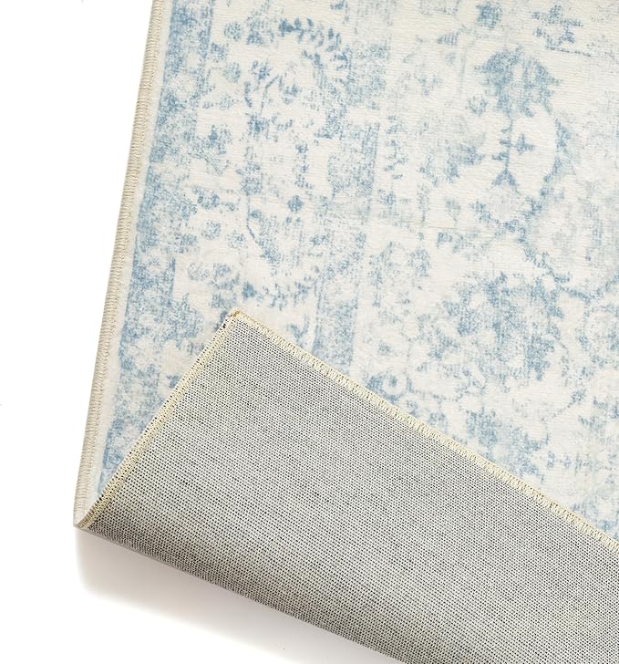 4x6 Blue Area Rug Non Slip Vintage Office Entryway Rug Distressed Machine - Image 9