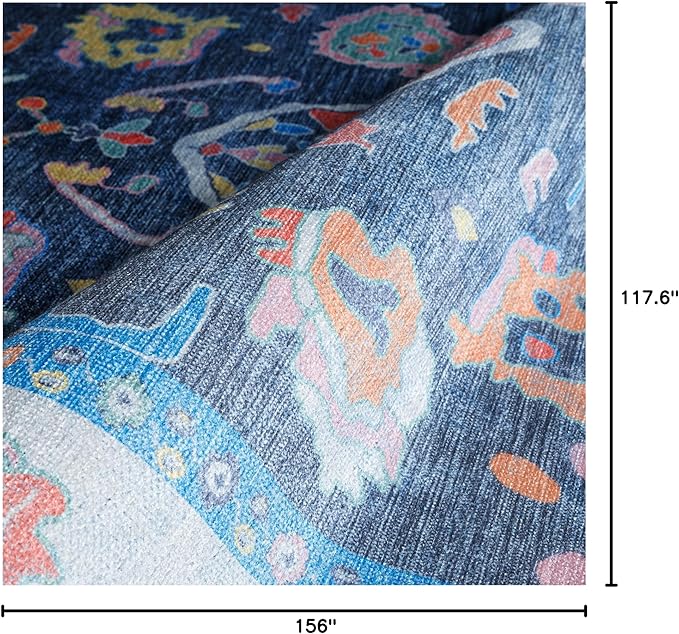 Fame Rugs Blue Modern Oushak Rug 10x13, Vintage Turkish Colorful Oriental - Image 2
