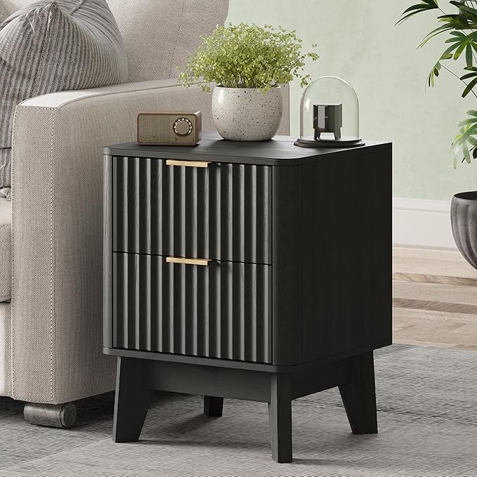 Fluted Nightstand Set of 2, Modern End Table - Image 8