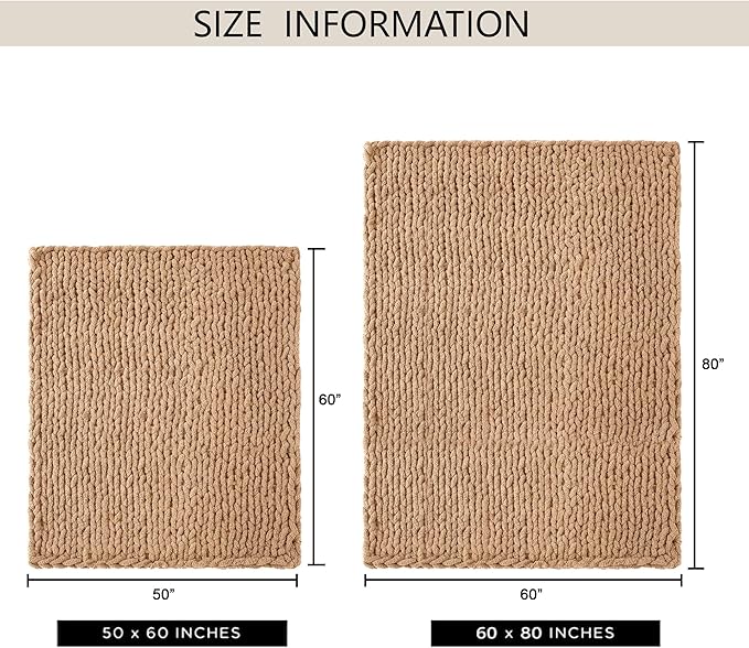 Chunky Knit Throw Blanket 50"X 60", 100% Handmade - Image 9
