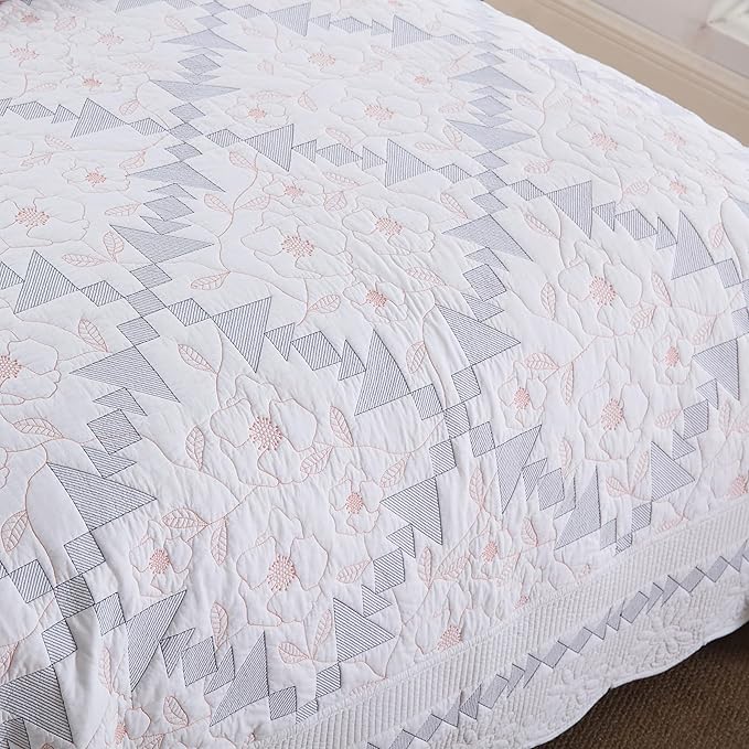 MarCielo 3-Piece 100% Cotton Oversized Bedspread Lightweight Quilt Coverlet - Image 3
