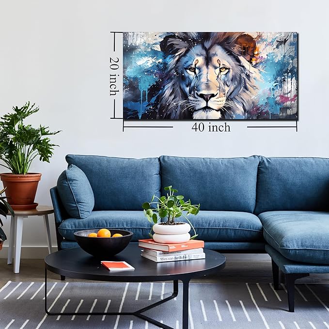 ENTANUB Lion Wall Art for Living Room, Animal Canvas Print Painting for Bedroom - Image 7