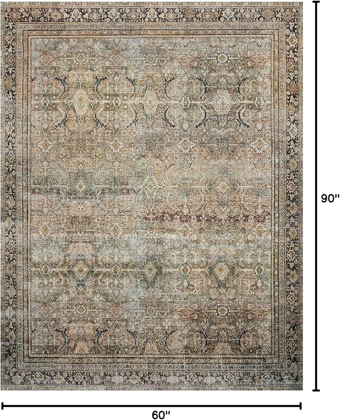 Loloi Layla Collection LAY-03 Olive/Charcoal 5'-0" x 7'-6" .13" Thick Area Rug - Image 2