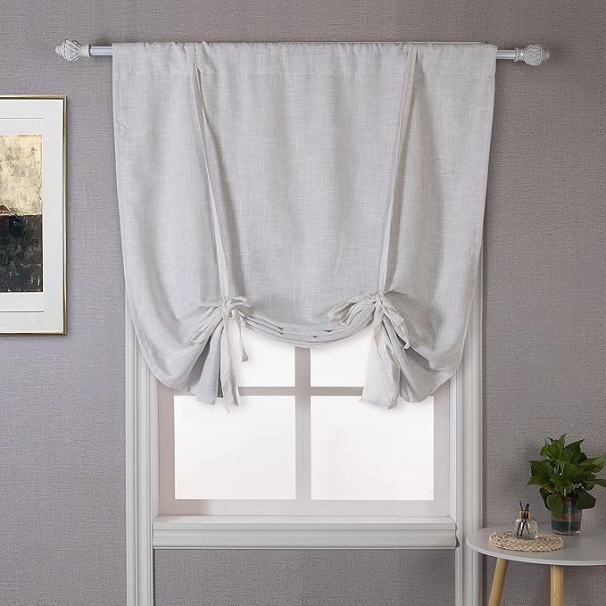 DriftAway Double Layer Linen Blackout Tie Up Curtains Thermal Insulated Fully by DriftAway