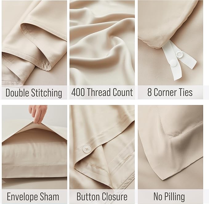 Bella Coterie Luxury Bamboo Viscose Queen Size Duvet Cover Set | 100% - Image 3