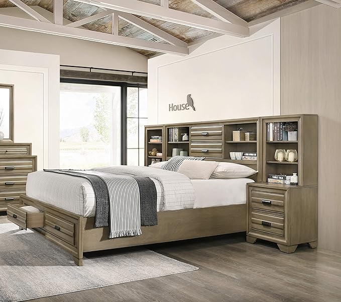 Roundhill Furniture Loiret Light Gray Finish Wood Storage Platform WallBed - Image 2