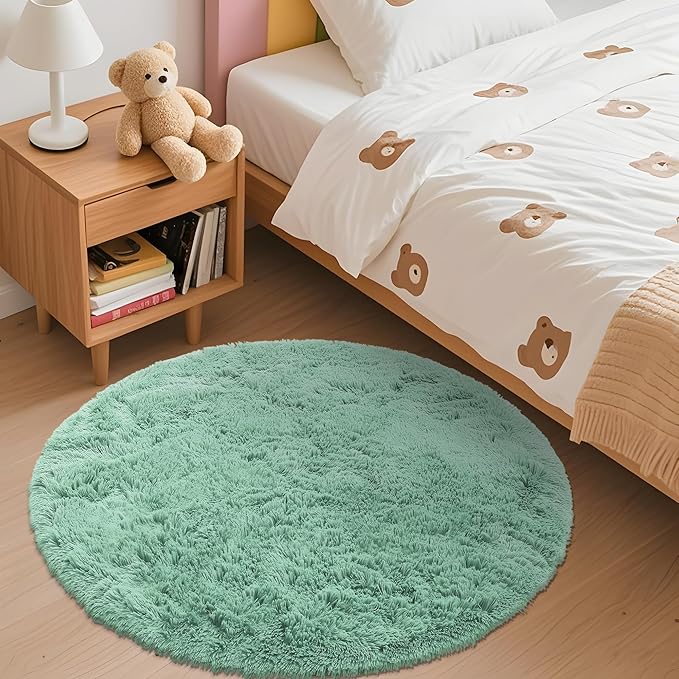OLANLY Mint Green Round Rugs for Bedroom - Image 2