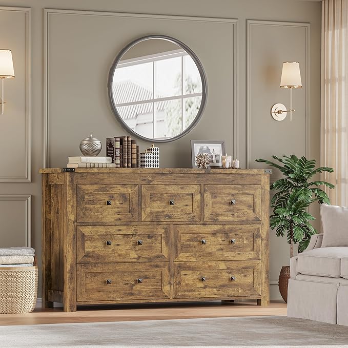 7-Drawer Dresser, Modern Wooden Storage Chest of Drawers, Dresser TV Stand - Image 6