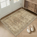 FMFUNCTEX Entryway Rug 2x3 Washable Brown Vintage Distressed Door Mat Non Slip by Fmfunctex