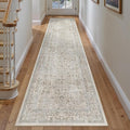 Taupe Runner Rug 2x10 Hallway Machine Washable Kitchen Vintage Distressed Non by PureCozy