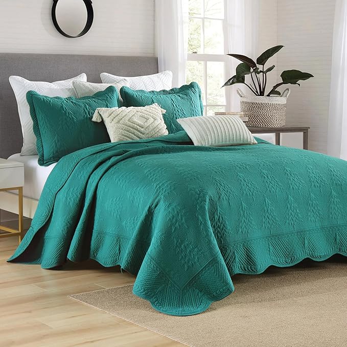 MarCielo 3-Piece Christmas Quilt 100% Cotton Oversized Bedspread Lightweight - Image 2
