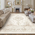 Area Rug 9x12 Cream Washable Living Room Beige Carpet Non Slip Vintage by PureCozy