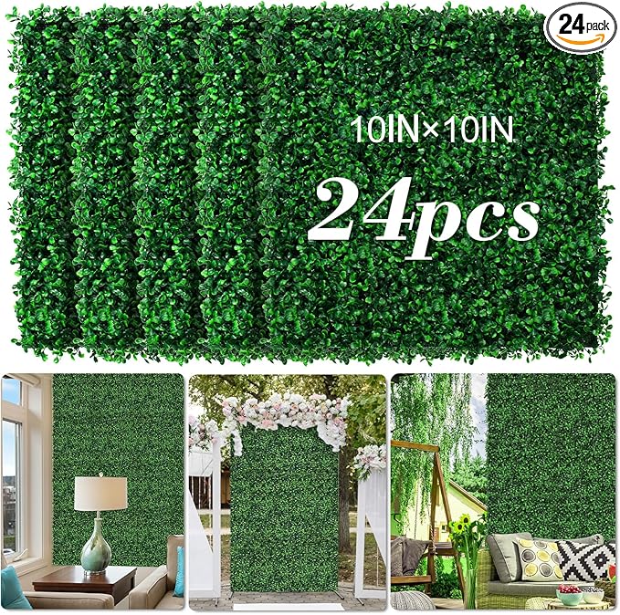 AOKIE 10"X10" Artificial Grass Wall, Party Garden Fence by Aokiie