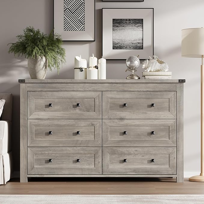 6-Drawer Dresser, Modern Wooden Storage Chest of Drawers, Dresser TV Stand - Image 3