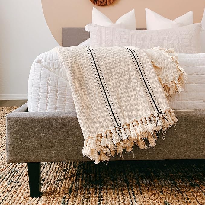 The Loomia 100% Cotton Luxurious Woven Turkish Queen Size Blanket - Image 2