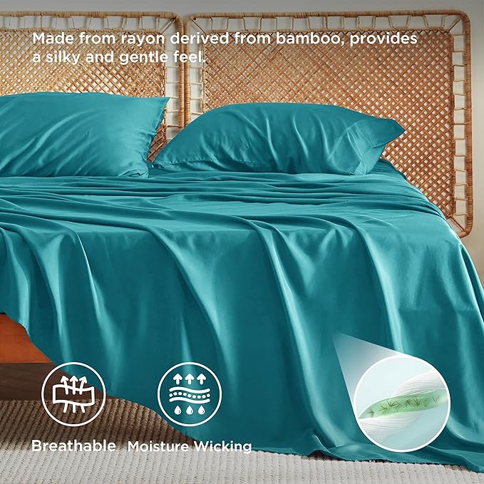 Bedsure Full Size Bed Sheets, Cooling Sheets, Rayon Derived from Bamboo - Image 3