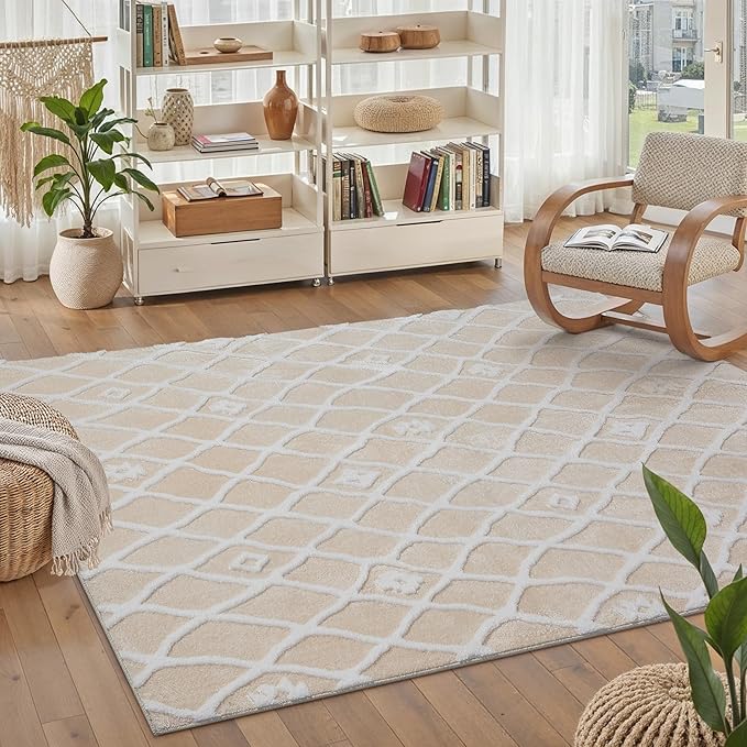 Ivory 4x6 Area Rug Moroccan Shag Office Washable Carpet Soft Non Shedding - Image 3