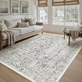 Black Area Rug 5x8 Machine Washable Vintage Living Room Distressed Non Slip by PureCozy