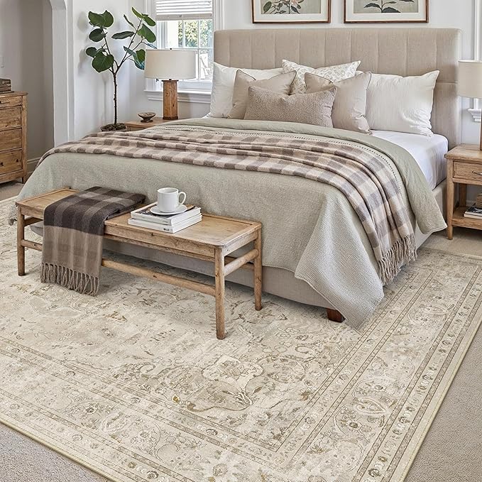 Brown 5x7 Area Rug Washable Vintage Carpet - Image 6