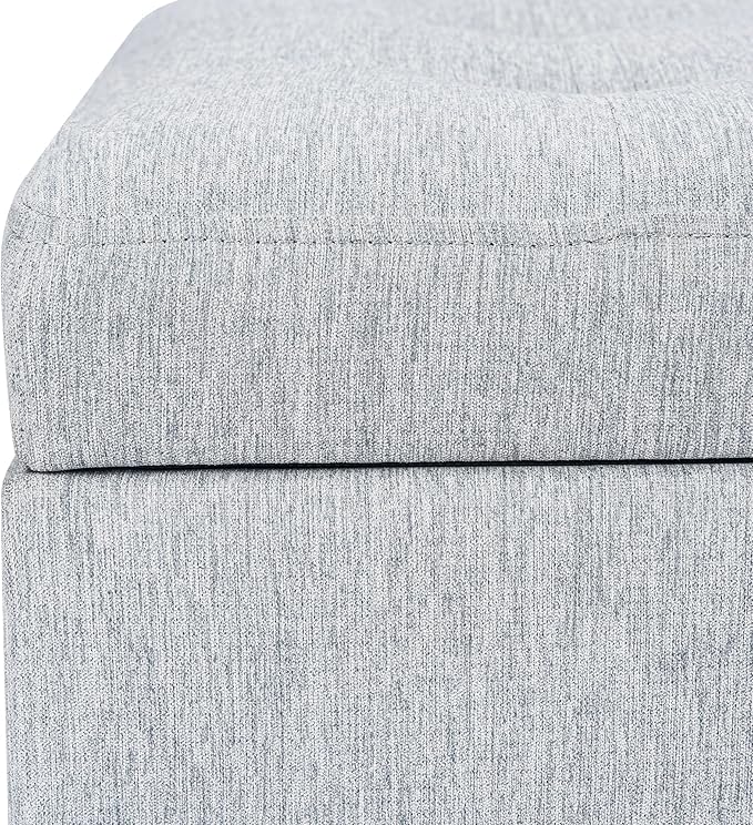 Adeco 18 Inch High Cube Ottoman Storage, Linen Chair Foot Stools, Upholstered - Image 6