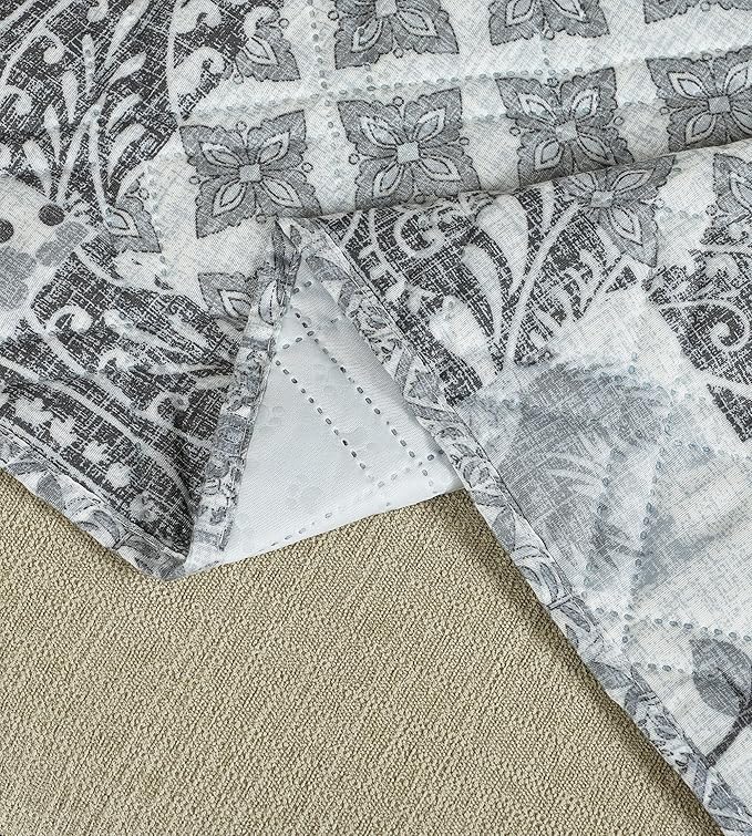 Brilliant Sunshine Grey Flowers Patchwork Couch Armrest 5 Pockets Organizer - Image 5