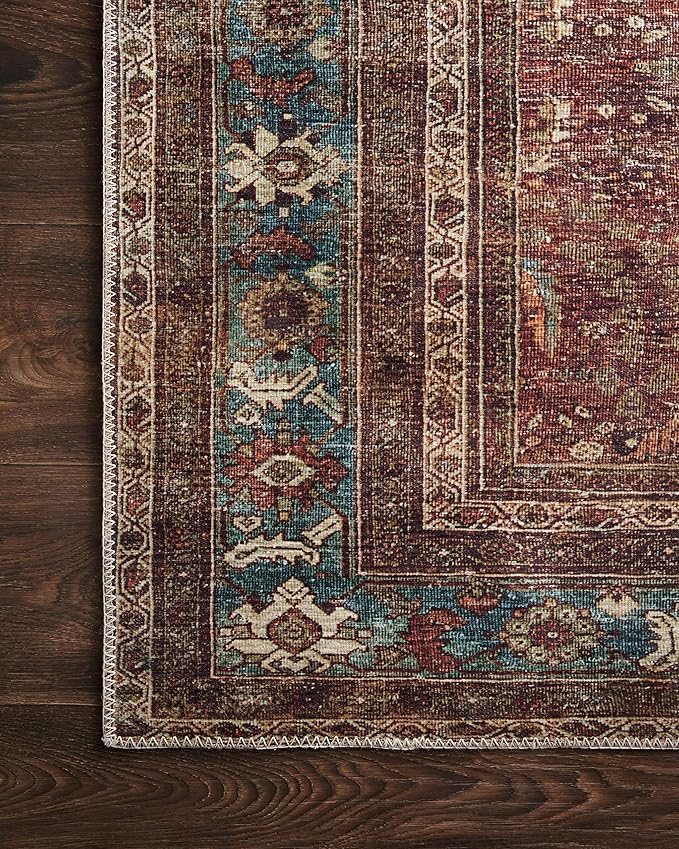 Loloi Layla Collection LAY-01 Brick/Blue 2'-3" x 3'-9" .13" Thick Accent Rug - Image 7