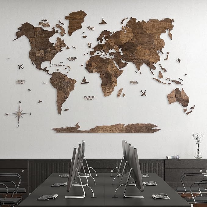 Handmade 3D Wood World Map Wall Art Large Wall Decor Track Your World Travels - Image 8