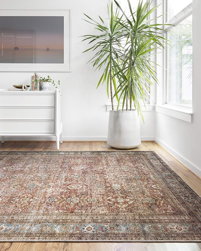 Loloi Layla Collection LAY-01 Brick/Blue 9'-0" x 12'-0" .13" Thick Area Rug - Image 10