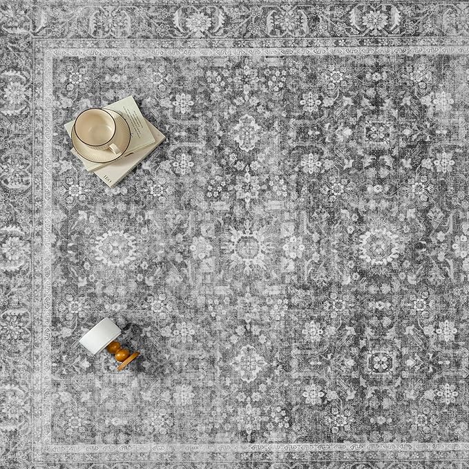 Blue 6x9 Area Rug Non Slip Vintage Living Room Distressed Machine Washable - Image 9