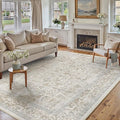 Taupe Area Rug 5x8 Machine Washable Vintage Living Room Distressed Non Slip by PureCozy