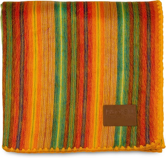 QISU Alpaca Wool Blanket Throw | Large, Variegated | 85 x 65 inches | Ultra-Soft by QISU