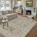 Brown 6x9 Area Rug Vintage Washable Living Room Carpet Non Slip Bedroom Indoor by PureCozy