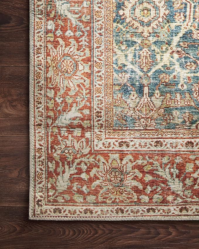 Loloi Layla Collection LAY-04 Ocean/Rust 2'-6" x 12'-0" .13" Thick Runner Rug - Image 6