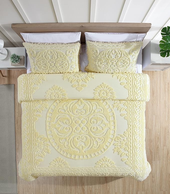 Beatrice Home Fashions Medallion Chenille Bedspread, King Sham - Image 3
