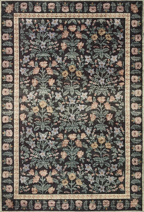Loloi Rifle Paper Co. Eden Collection EDE-02 Mughal Garden Black 2'-6" x 7'-6" - Image 2