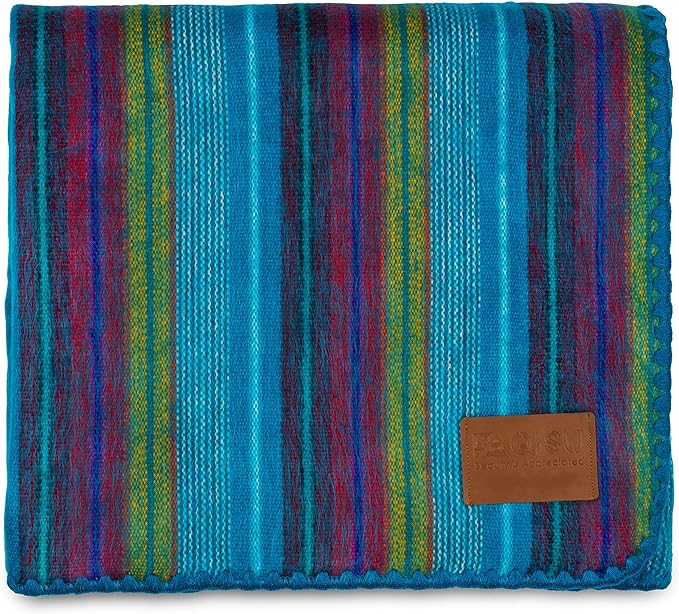QISU Alpaca Wool Blanket Throw | Large, Variegated | 85 x 65 inches | Ultra-Soft by QISU
