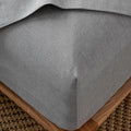 MooMee Fitted Bottom Sheet Only 100% Washed Cotton Linen Like Textured by MOOMEE