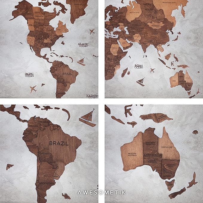 Handmade 3D Wood World Map Wall Art Large Wall Decor Track Your World Travels - Image 9