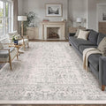 Gray Area Rug 10x12 Machine Washable Large Vintage Living Room Distressed Non by PureCozy