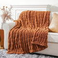 BATTILO HOME Burnt Orange Faux Fur Throw Blanket by BATTILOHOME