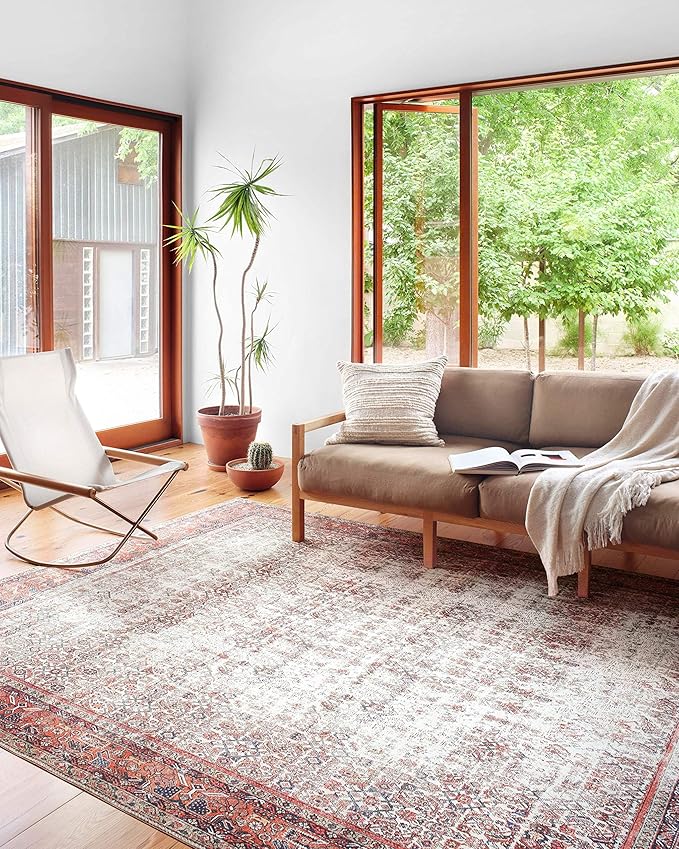 Loloi Layla Collection LAY-12 Ivory/Brick 2'-6" x 7'-6" .13" Thick Runner Rug by Loloi
