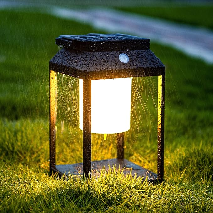 Solar Outdoor Lantern Aluminum LED Portable Rechargeable Table Lamp 35W 3000K by BRIMMEL