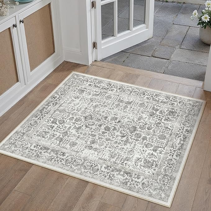 Black Entryway Area Rug 2x3 Door Mat Machine Washable Kitchen Vintage - Image 5