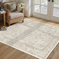 Light Brown Area Rug 4x5 Office Entryway Rug Machine Washable Kitchen Vintage by PureCozy