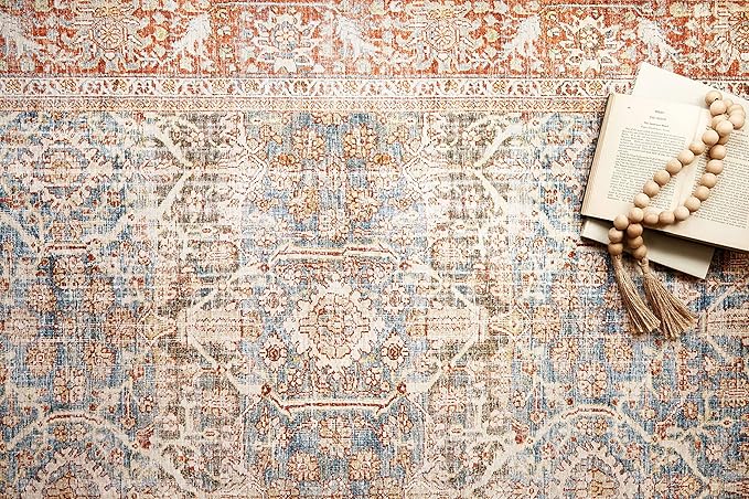 Loloi Layla Collection LAY-04 Ocean/Rust 2'-3" x 3'-9" .13" Thick Accent Rug - Image 5