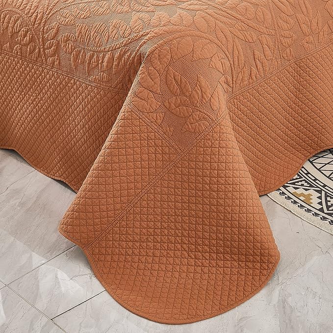 MarCielo 3-Piece 100% Cotton Oversized Bedspread Lightweight Quilt Coverlet - Image 3