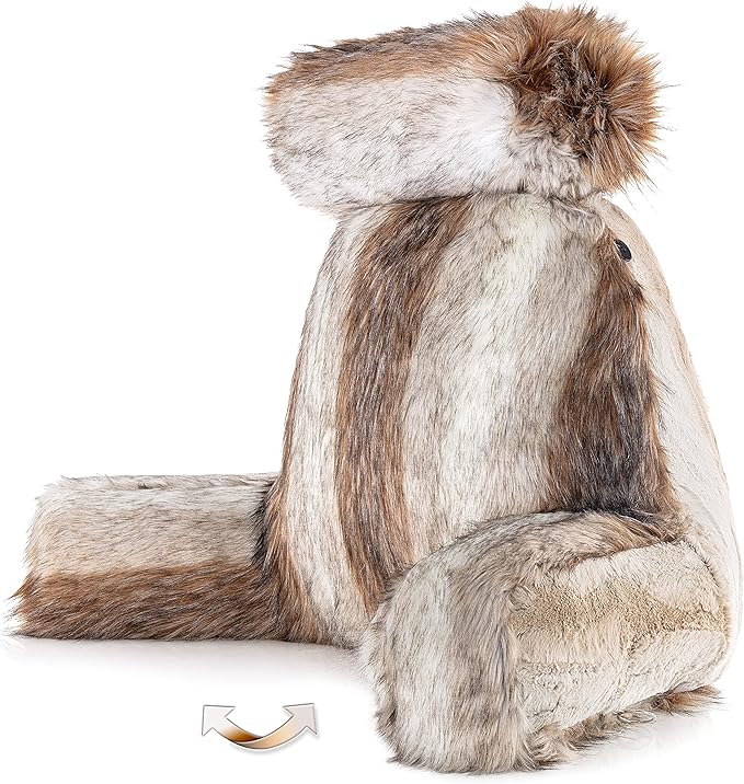 Husband Pillow XXL Rare Baby Coyote Fabulous Faux Fur Backrest, 2-Tone by HusbandPillow