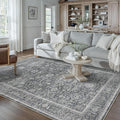 Blue 5x7 Area Rug Non Slip Vintage Living Room Distressed Machine Washable by PureCozy